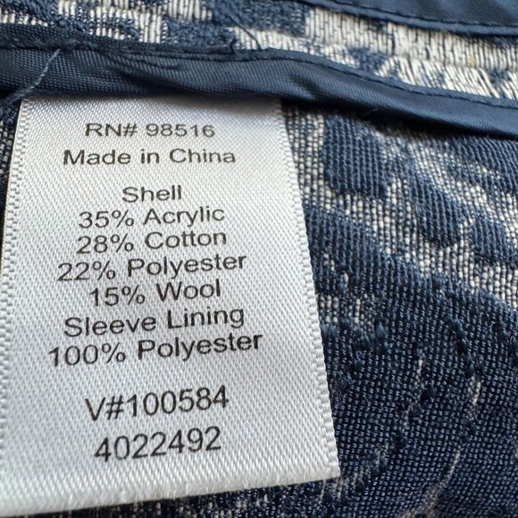 Coldwater Creek Jacquard Open Front Jacket Blue/Gray – Size 16 - Picture 7 of 8